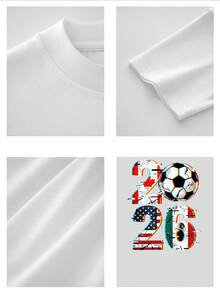 The Graphic Shows The Number 2026 With A Soccer Ball In The Center Surrounded By Flags Representing The Union Of Host Countries And Symbolizing Passion For The Sport, International Celebration, And The Energy Of The Fans. Men's T-Shirt - 白色 - 查看 4