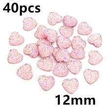 40pcs 10mm 12mm Flat Back Heart Resin Cabochons Multi Colors Druzy Natural Stone Convex DIY Jewelry Making Accessories - Heart - View 17