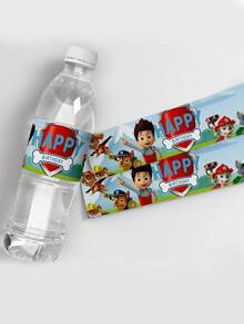Paw Patrol 30pcs/10pcs Autocollants de bouteille d'eau thème Pat' Patrouille, Étiquettes, Baptêmes, Douches, Décorations d'anniversaire, Emballage de bouteille d'eau pour fête de chien, Décorations de fête d'anniversaire peuvent être utilisées(Style aléatoire) - View 7
