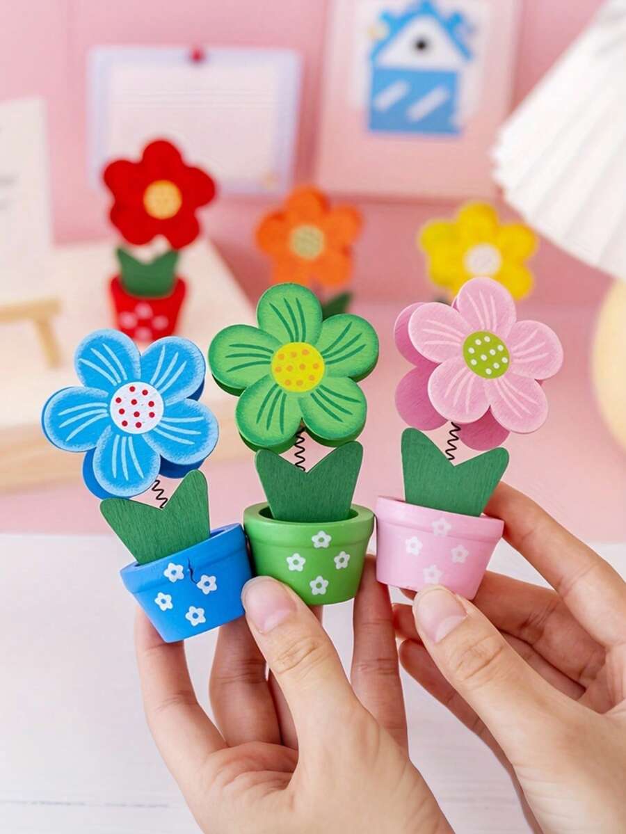 1/3件装创意名片夹 - 花卉设计名片夹、备忘录夹、照片夹、木质花朵多功能备忘录夹、女士名片盒 - 花朵 - 查看 1