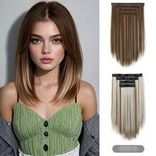 4-Piece Pack Of 14-Inch Synthetic Hair Extensions, Soft And Natural Straight Synthetic Hair Extensions, Suitable For Women - Black, Halloween - Multicolor - View 10
