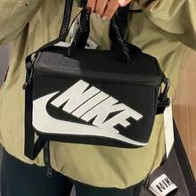 Nike Túi đeo vai, túi đeo chéo, túi xách tay mới dành cho nam và nữ. Kích thước xấp xỉ: 20*8*15cm - Đen và trắng - Xem 6