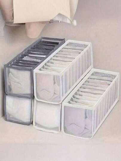 Organizador de ropa interior y calcetines, estantería de malla con 11 compartimentos, caja de almacenamiento para ordenar calcetines y leggings, organizador de cajones plegable, accesorios para el dormitorio