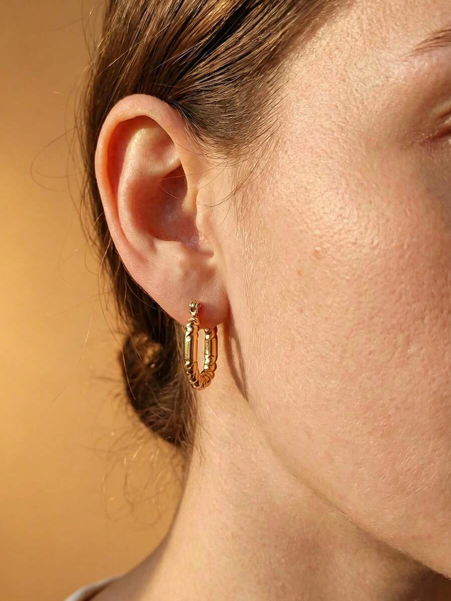 6 Pairs Stainless Steel Exaggerated Large Hoop Earrings Set, Multi-Style Earring Combination, Fashionable Accessories Suitable For Daily Wear