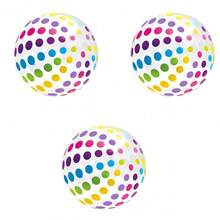 Colorful Striped Polka Dot Transparent Inflatable Beach Ball Water Toy, Suitable For Birthday Party, Hawaiian Theme Decoration, Swimming Pool Party, Summer Gift - Multicolor - View 11