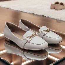 Women's Comfortable Square Toe Loafer With Elegant Embellishment - Premium Line - White OFF - View 7