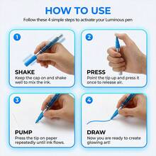 8pcs New Glow Marker Vivid Colors, Suitable For Party,Cosplay,Holiday Halloween Christmas Evening,Can Be Write On Any Surface For Surprise,Friendly For Skin,Face,Desk,Papers.., Back To School - Sets - View 11