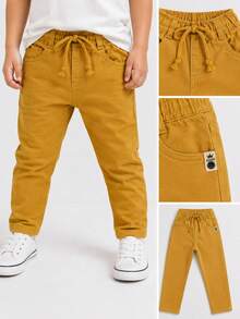 Comfortable Everyday Casual Pants For Boys. - 芥末黃 - 查看 2