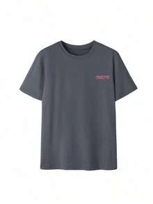 Set de 3 camisetas de manga corta con cuello redondo, de estilo casual y divertido con estampados de carreras de coches y flores de sakura japonesas, tops versátiles y de moda para mujer - Albaricoque, rosa y gris oscuro - Ver 6