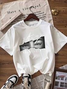Short-Sleeve T-Shirt With Inspirational Text And Grunge Print,  Short-Sleeve T-Shirt For Spring And Summer 2026, Made In Mexico, 180 Grams. Cartoon Print, Couple Design, Suitable For Indoor Or Outdoor Wear. Crew Neck, Unisex, Ideal For Office And Leisure. One-Pack. - WH-P631577SLNDXZGY415 - 查看 4
