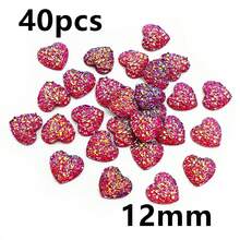 40pcs 10mm 12mm Flat Back Heart Resin Cabochons Multi Colors Druzy Natural Stone Convex DIY Jewelry Making Accessories - Heart - View 21