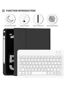 这款键盘保护套兼容 iPad (A16) 11 英寸第 11 代 (2025)，也兼容 iPad 10.2 英寸第 9/8/7 代、iPad Air 第 4/5/6 代、10.9/11 英寸、iPad Pro 11。支持自动睡眠/唤醒功能，配备可拆卸无线蓝牙键盘、150mAh 电池、超薄轻巧支架和触控笔插槽。 - 黑色 - 查看 4
