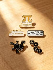 1/5pcs Creative Science Symbol Brooch, Dopamine Molecular Formula Niche High-End Clothing & Bag Pins, Exquisite & Durable Gift For Classmates, Friends, Unique Thoughtful Small Present - Multicolor - View 7
