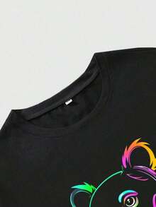 Conjunto de camiseta de manga corta y pantalones cortos con estampado de calavera para hombre, conjunto de vestir casual de verano - Negro 2 - Ver 3