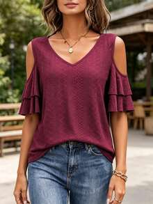 Women Tops - Burgundy - View 2