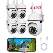 1/2/4 piezas Cámara de inalámbrica WiFi Full HD, conexión WiFi de 2.4G, tecnología avanzada de inclinación-giro-zoom, visión nocturna a todo color, audio bidireccional, seguimiento inteligente de movimiento, adecuada para monitoreo de ancianos/mascotas en interiores, cámara de para el hogar - Blanco - Ver 4