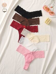 6pcs/Pack Women's Sexy Seamless Cotton Thong Panties Lingerie - Multicolor - View 1