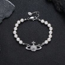 Cross-Border Saturn Pearl Necklace For Women, Pin-Style Three-Dimensional Planet Choker, High-End Versatile Sweater Chain, Collarbone Chain - Bông tai kim cương - Xem 11