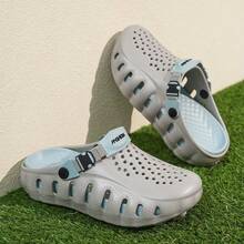 Sandalias de hombre con bloques de color, sandalias transpirables de EVA con correas ajustables, cómodas de llevar, adecuadas para actividades casuales al aire libre en primavera, verano y otoño - gris azul - Ver 3