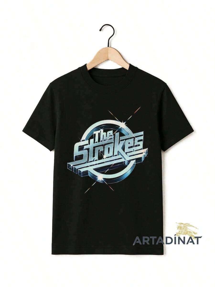 1 pieza Camiseta con estampado de The Strokes, Camiseta de la banda K, Algodón Uni 180g 100% Algodón - Negro 2 - Ver 1