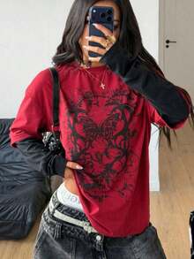 Camiseta de Mujer 100% Algodón con Estampado Gráfico Retro "Butterfly Grunge" Estilo Y2K Gótico de Manga Corta Casual - Suave al Tacto y de Alta Calidad - Blanco - Ver 6
