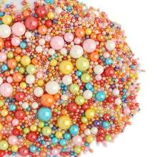 Perlas de azúcar comestibles de oro falso, perlas de azúcar de tamaño mixto, decoraciones comestibles para hornear para pasteles, cupcakes, galletas, donuts, helados | Suministros para vacaciones, bodas, fiestas, Día de San Valentín & Navidad - Multicolor - Ver 9