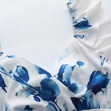 Women's V-Neck Leaf-Edge Fitted A-Line Dress For Spring And Summer,French-Style Resort-Inspired Ruffled Sleeve Women's Dress, Romantic Floral Print Dress,Casual Vacation Fashion Dress,Women Vacation Dress, Boho Summer Dress Women, Summer Casual Dress, Women's Maxi Dress ,Blue Dresses For Women,White Long Dress,Women's Ruffle Dress,Elegant Dresses For Women ,Summer Holiday Dress,Elegant And Romantic Dress, Beach Dresses ,Holiday Dresses,Vacation Dress,Backless, Strappy, Sleeveless Slip D - Azul - Ver 5
