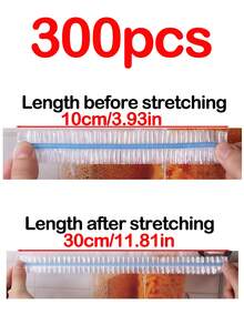 500pcs Stretchable Transparent Plastic Food Wrap, Leak-Proof Dust-Proof Plastic Packaging Film, Reusable Bowl Covers, Suitable For Household Food Storage (Also Available In 300/200/100/10pcs Sets) - View 12