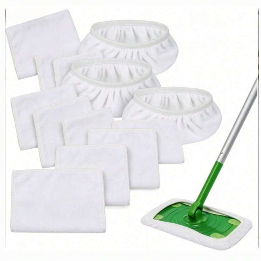 Reusable Microfiber Mop Refill Pads 4 Pack Washable Strong Absorption For Dry And Wet Mopping Fits 10-12 Inch Sweeper Mops - 1 - Xem 1