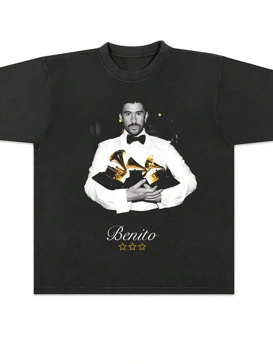 Vintage Bads Bu Nnys Grammys Benito Retro Merch T-Shirt. Sizes S To 3XL. Loose And Comfortable. - Black - View 1