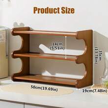 3-Tier Wooden Countertop Storage Cabinet, Mug Display Stand, Desktop Mini Bookshelf, Multipurpose Storage Shelf, Condiment Organizer, Kitchen Counter Shelf, Computer Desk Open Storage Compartment, Perfect For Home, Office, Dormitory, Kitchen, Coffee Bar And Tea Room - Màu nâu  Mocha - Xem 4