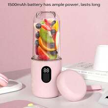 Portable Blender & Juicer With Ice Crusher-USB Rechargeable Personal Blender – 500ml Portable Smoothie Maker, 1500mAh Battery, 16 Stainless Steel Blades For Ice Crushing & Juicing – Quiet Operation For Travel, Gym, Office - Pink - View 5