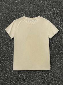 Camiseta de Mujer Beige de Manga Corta 100% Algodón con Estampado Gráfico de Mujer con Joyas Doradas, Estilo Chic Urbano, Cómoda, Transpirable para Uso Diario y Combinaciones Versátiles - Albaricoque - Ver 2