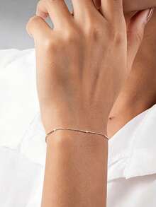 1pc S925 Sterling Silver Minimalist INS Style Bracelet, Understated Versatile Daily Wear Wrist Chain, Suitable For Party, Vacation, Accessory - Chain - View 5