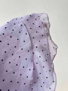 Blusa con cuello de volantes con estampado de lunares para mujer - Morado - Ver 4