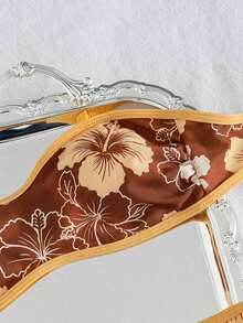 Set de 2 piezas Bikini bandeau con estampado floral rosa para mujer, con tirantes desmontables adecuado para vacaciones en la isla y sesiones de fotos en la playa en verano - Multicolor 13 - Ver 5