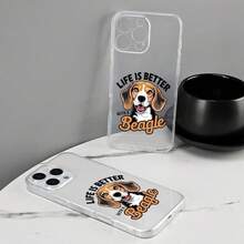 A Transparent Phone Case With A Beagle Dog Design Printed Using UV Technology, Suitable For Various Models, Including 16, 13, 12, 11 And 7/8. - 黑色 - 查看 8