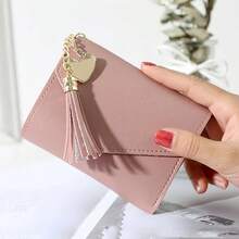 1 PC Tassel Pendant With Lychee Pattern Wallet, Card Holder, Coin Purse, Three Fold Wallet, Suitable For Storing Change And Keys - Multicolor - View 12