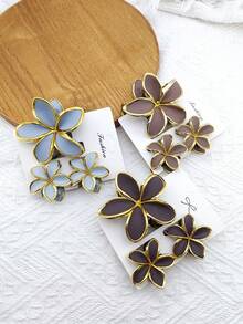 3/9 Pcs Set Solid Color Street Style ABS Plastic Shark Claw Hair Clips, Suitable For Daily Wear - Multicolor - View 18