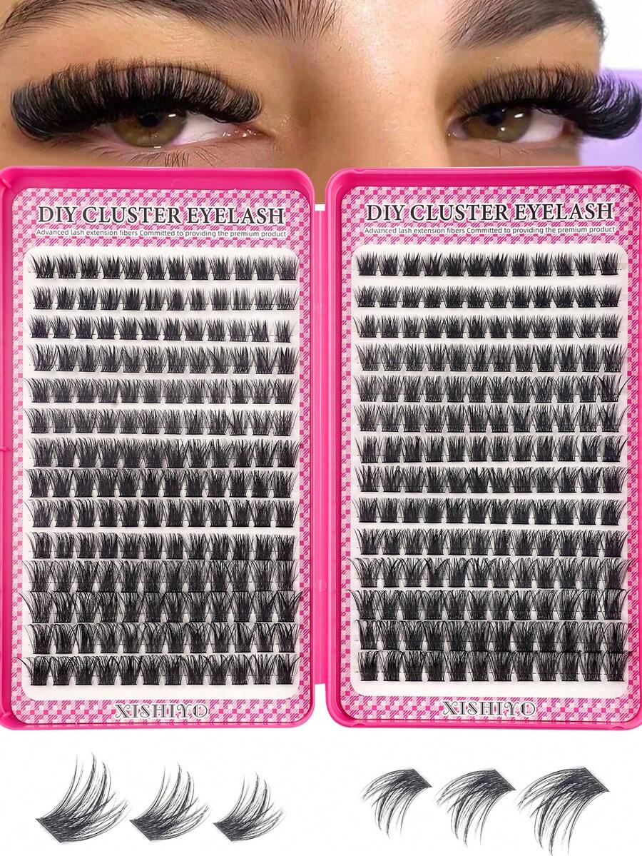 D-Curl Fluffy Eyelash Extensions, 384/336/280 Pcs Thick Lashes, Beginner DIY Eyelash Extension Kit, Delicate Cluster Lashes, Natural Voluminous Individual Lashes, Single Lash Clusters, Lash Storage Book, Cluster False Lashes, Home DIY Lash Extension, Cluster Fake Lashes, Single False Lashes, Fake Eyelashes