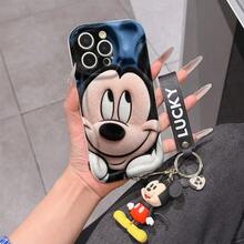Disney Mickey Mouse Clubhouse Phone Case : 3D Fluffy Pattern Border Protector Phone Soft Phone Case With A Free Cute Mickey Bracelet Chain Lanyard, Mickey, Minnie, Goofy, Donald Duck, Daisy Duck, Pluto, For Apple 17 Promax 17 Pro 16 15 14 13 12 11 Pro Max XS Max X XR Soft Cover Summer Phone Case - 白色 - 查看 1