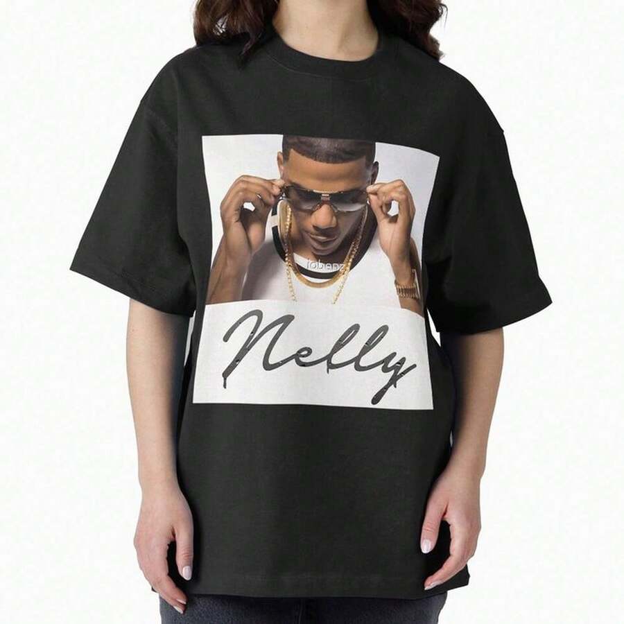 Album Nelly Music 2022 Belajarbacaaa5611 Oversized T-ShirtShirt For Women Camiseta 100% Algodón Unisex - Playera Casual Premium de Corte Cómodo - Negro - Ver 1
