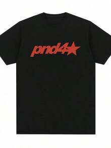 New Unisex Retro T-Shirt With "Next Door" Rap Party Letter Print PND 4, European And American Style, For Women, Summer Clothing VJP6 - 黑色 - 查看 1