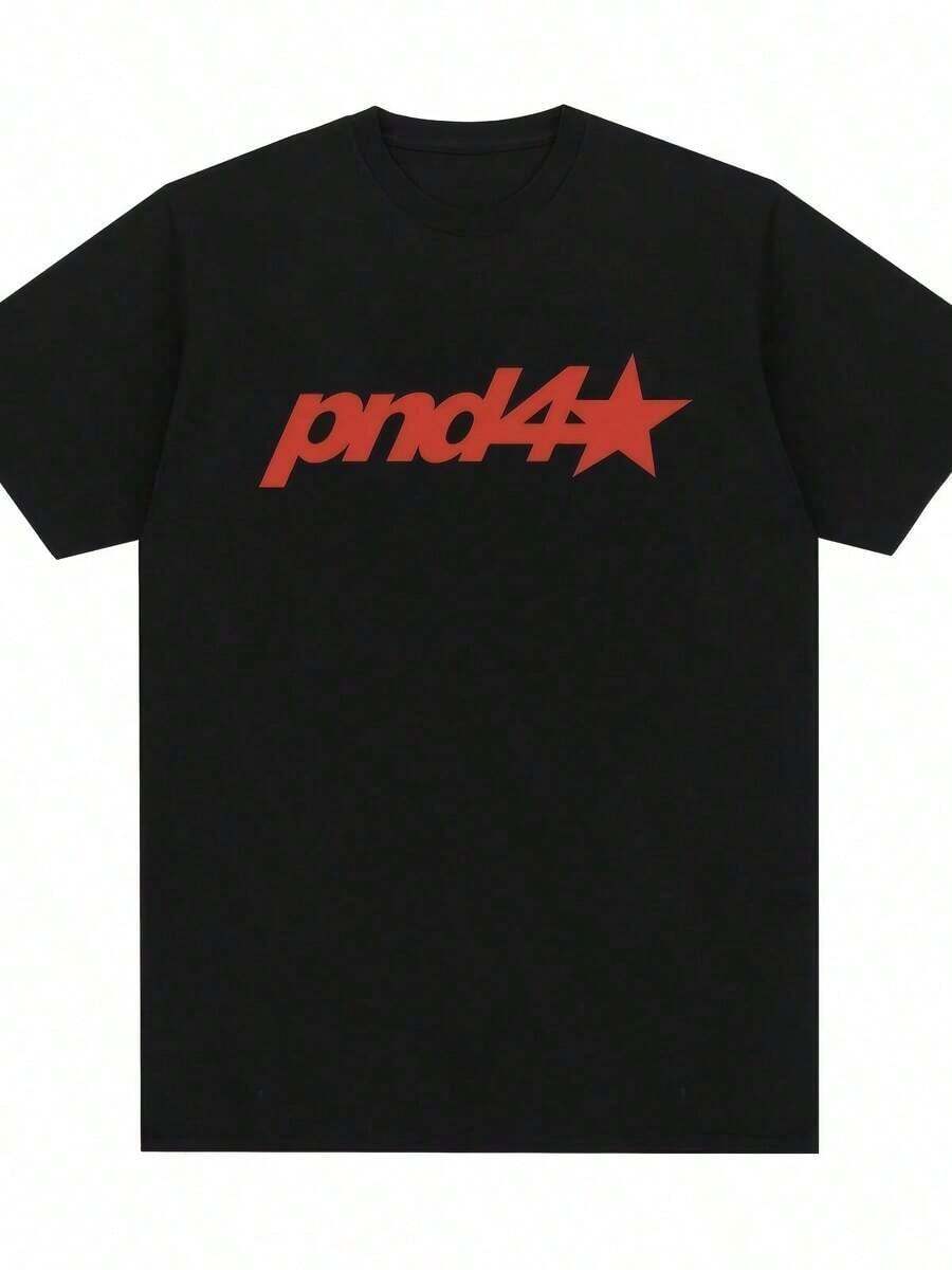 New Unisex Retro T-Shirt With "Next Door" Rap Party Letter Print PND 4, European And American Style, For Women, Summer Clothing VJP6 - 黑色 - 查看 1