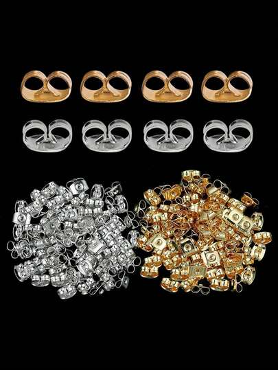 500/200pcs 6mm Earring Findings, Butterfly Earring Backs, Gold & Silver Color, Jewelry DIY Accessories