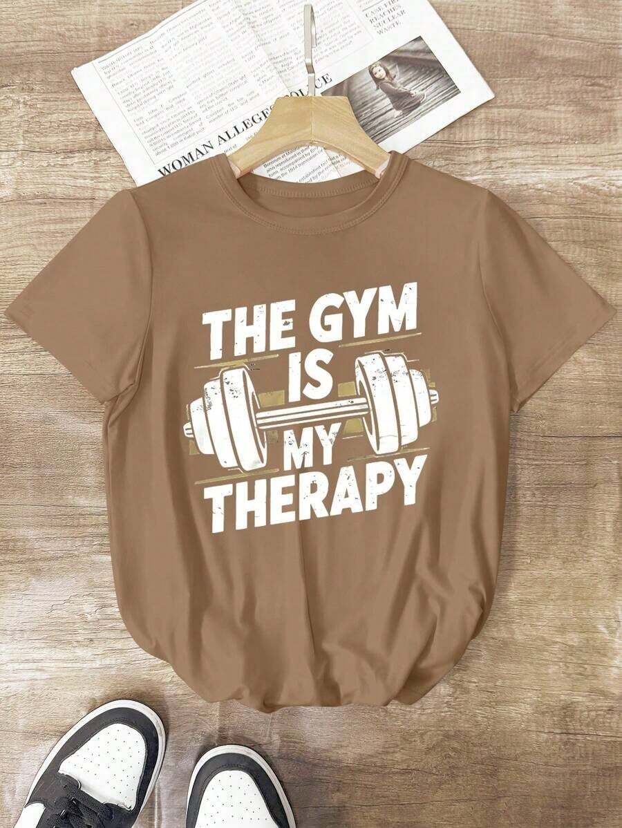 1pc Women's Short Sleeve T-Shirt With Digital Print, Seasonal Sporty, Comfortable, Casual And Versatile For Urban Use, 100% Cotton - 杏 - 查看 1