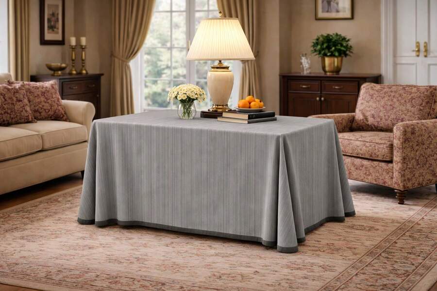 VALENTIA HOME Falda Mesa Camilla Riba | Ropa Mesa Camilla Cuadrada | Mesa 60x110cm, 70x120cm, 90x90cm |75 cm de Altura | Mesa Camilla Suave y Resistente |Tejido Primavera, Verano y Otoño | 12 colores | Ropa Mesa Camilla Fabricada en España"✅Entrega 24/48h" - Perla - Ver 1