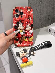 This Disney Mickey Mouse Lanyard Phone Case Is Fully Covered In TPU Material. It's Shockproof, Lightweight, And Compatible With IPhone17/16/11/13/15/15 Plus/15 Pro/15 Pro Max/12/14 Pro Max/11 Pro Max/12 Pro/12 Pro Max/13. This Phone Case Makes A Popular Birthday Gift Or Business Gift; It's Durable, Stain- And Fingerprint Resistant, And Suitable For Both Men And Women. The Set Also Includes A Mickey Mouse Phone Case And A Mickey Mouse Plush Bracelet. It's A Perfect Gift For Friends And Family. This Stylish Phone Case Is Fun, Lightweight, And Durable. IPhone17 Pro Max Phone Case, Minnie Mouse Phone Case. - 白色 - 查看 1