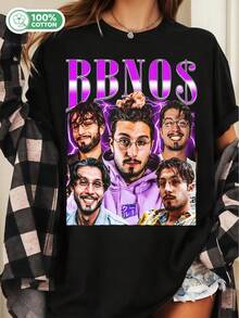 Bbno$ Canadian Rapper Vintage Bootleg Collage Unisex Cotton T-Shirt Hip Hop Graphic Streetwear Tee (2) - Black - View 6