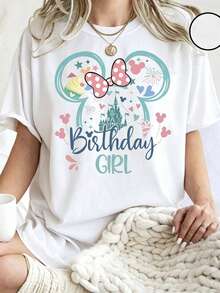 Disney Cartoon Bow Head Silhouette Printed T-Shirt, Suitable For Daily Wear, Easy To Wear In Summer, Micro-Elastic, Soft Round Neck Casual Daily Coat, Round Neck Summer Sweatshirt, Both Men And Women, Loose Version, Holiday Gift.--Disneys Disneyland Paris The Magic Kingdom Disneyesque The House Of Mouse Mickey Mouse Empire Modest Summer Outfits Take That T Shirt Summer Coord Tops For Women Summer Summer Clothes Women Summer Clothes Summer Tops Summer Tops Women Summer Co Ord Summer Top Summer Outfits White Top Black Top Holiday Outfits For Women  Tops For Women Summer Holiday Gifts Valentine's Day Gifts Earth Day Gifts Oktoberfest Gifts Summer Bank Holiday Gifts - 白色 - 查看 1